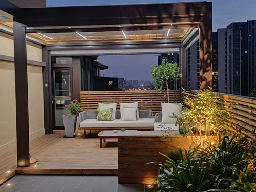 Luxury aluminum alloy pavilion; Outdoor sunshade garden pavilion; anti-rust and weather-resistant aluminum courtyard pergola