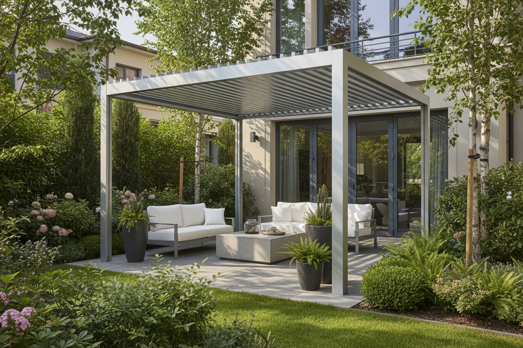 Luxury aluminum alloy pavilion; Outdoor sunshade garden pavilion; anti-rust and weather-resistant aluminum courtyard pergola